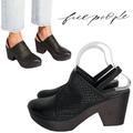 Free People Shoes | Free People Logan Perforated Leather Wooden Platform Clogs | Color: Black | Size: 9.5