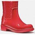 Coach Shoes | Coach Signature Monogram Logo Embossed Waterproof Rubber Rain Boot Red 5 | Color: Red | Size: 5