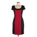 London Style Casual Dress - Sheath: Red Color Block Dresses - Women's Size 8