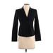 Ann Taylor Blazer Jacket: Short Black Print Jackets & Outerwear - Women's Size 0 Petite