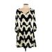 Alya Casual Dress - A-Line Scoop Neck 3/4 sleeves: Ivory Print Dresses - Women's Size Large