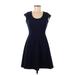 Pinc Casual Dress - A-Line Scoop Neck Short sleeves: Blue Print Dresses - Women's Size Medium