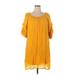 Indigo Rose Casual Dress - Shift Scoop Neck Short sleeves: Yellow Print Dresses - Women's Size X-Large