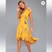 Free People Dresses | Euc Free People Lost In You Golden Yellow Floral Print Midi Dress | Color: Purple/Yellow | Size: Xs
