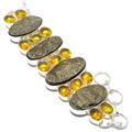 VACHEE Rough Rock Seraphinite Yellow Citrine Quartz Multi-Stone Handmade Heavy Bracelet 7-9" For Girls Women 925 Sterling Silver Plated Jewelry From 1109