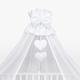 Baby Crown Canopy/Drape/Mosquito Net Large 485 cm Only for Cot or Cot Bed - Hearts (White)