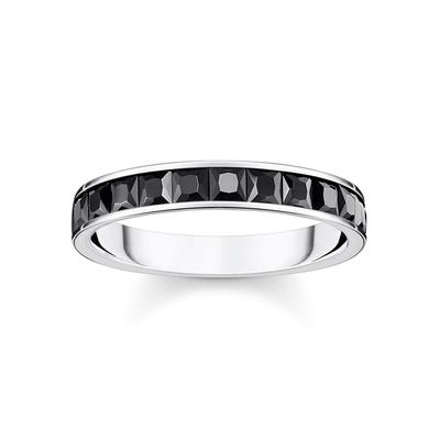 Fingerring THOMAS SABO "Steine Pavé TR2358-051-9-52-60, TR2358-643-11-52-60" Gr. 56, silber (silberfarben, schwarz, schwarz), Fingerringe, Damen, 56, Silber 925 (Sterlingsilber), 4mm, mit Zirkonia (synth.) Image