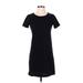 Old Navy Casual Dress - Shift Crew Neck Short sleeves: Black Solid Dresses - Women's Size X-Small