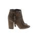 Carlos by Carlos Santana Ankle Boots: Brown Solid Shoes - Women's Size 7 - Peep Toe