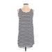 Ann Taylor LOFT Outlet Casual Dress - Shift Scoop Neck Sleeveless: Black Stripes Dresses - Women's Size 2X-Small Petite