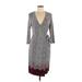 Gilli Casual Dress - Wrap: Gray Damask Dresses - Women's Size Medium