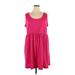 Ava & Viv Casual Dress - Mini Scoop Neck Sleeveless: Pink Print Dresses - Women's Size 1X