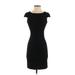 United Colors Of Benetton Casual Dress - Bodycon Crew Neck Short sleeves: Black Solid Dresses - Women's Size X-Small