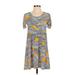Ann Taylor LOFT Casual Dress - A-Line Scoop Neck Short sleeves: Gray Dresses - Women's Size X-Small Petite
