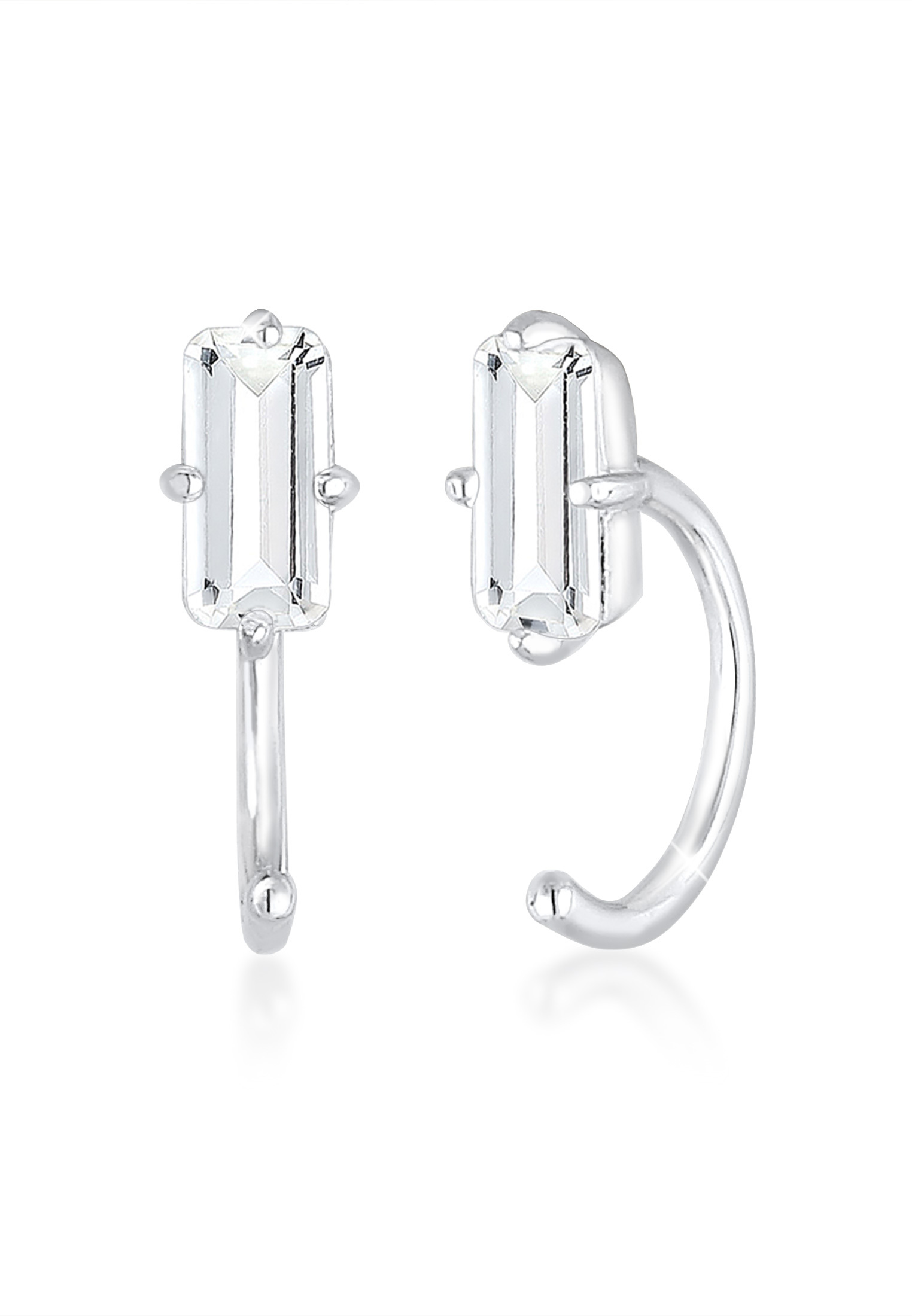 Paar Ohrhänger ELLI PREMIUM "Creolen Stecker Hoops Edelstein 925 Silber", silber, Ohrringe, Damen, onesize,mit Steinen, Silber 925 (Sterlingsilber)