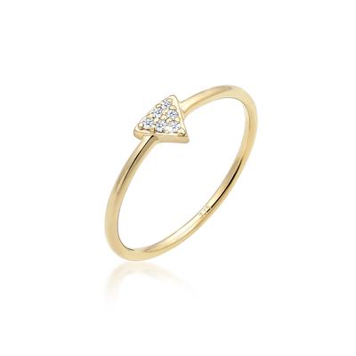 Verlobungsring ELLI DIAMONDS "Dreieck Geo Diamanten (0.03 ct.) 375er Gelbgold" Gr. 56, gold (gold, weiß), Fingerringe, D