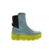 Fenty Puma by Rihanna Boots: Rain Boots Chunky Heel Bohemian Blue Print Shoes - Women's Size 5 1/2 - Round Toe