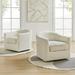 Barrel Chair - Latitude Run® Chauntelle Contemporary Boucle Upholstered Swivel Barrel Chair Polyester/Bouclé in White | Wayfair