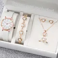 Ensemble de bijoux coeur diamant pour femme montre à quartz à petit cadran montres-bracelets à