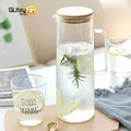 Pichet en verre avec couvercle et poignée carafe de réfrigérateur avec couvercle en bambou carafe