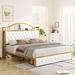 Willa Arlo™ Interiors Tayla Velvet Upholstered Storage Bed Frame w/ Charge Station Velvet in White/Yellow | 51.6 H x 77.7 W x 88.5 D in | Wayfair