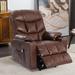 Latitude Run® Leather Power Lift Recliner Chair w/ Heat & Massage, Pillow Included Faux Leather in Brown | 42.5 H x 32.7 W x 33 D in | Wayfair