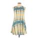 En Creme Casual Dress - Mini Crew Neck Sleeveless: Blue Dresses - Women's Size Large