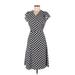 Ann Taylor Casual Dress - A-Line V Neck Short sleeves: Black Dresses - Women's Size 10 Petite