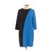 Ann Taylor Casual Dress - Shift Crew Neck 3/4 sleeves: Blue Color Block Dresses - Women's Size 10