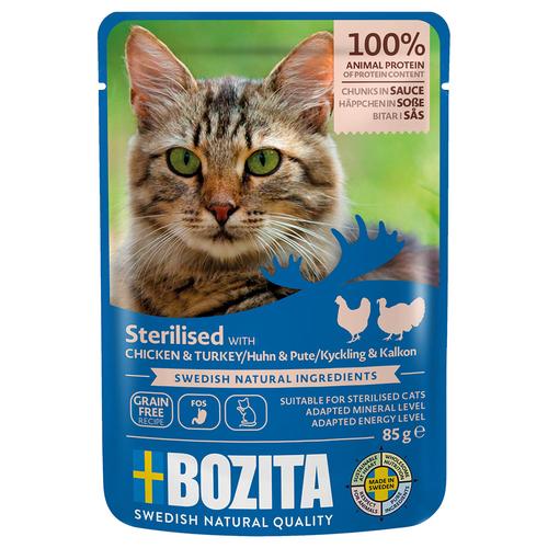 12x 85g Bozita Häppchen in Soße Sterilised Geflügel Katzenfutter nass