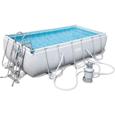 Framepool BESTWAY "Power Steel", grau, B:58,5cm H:165cm L:38cm Ø:404cm, Schwimmbecken, 404x201x100 cm