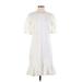 Banana Republic Casual Dress - Midi Crew Neck Short sleeves: Ivory Print Dresses - Women's Size 4