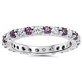 Pompeii3 1 1/2ct Diamond & Amethyst Eternity Stackable Ring 14K White Gold