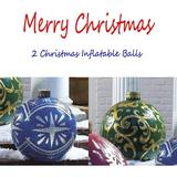 2 pcs Outdoor Christmas Inflatable Decorated Ball Christmas PVC Inflatable Decorated Ball 23.6 Inch Blow Up Ball Holiday Outdoor C
