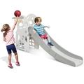 Foldlife Off-White Kids Slide Toddler Slide Climbing Slide for Toddlers 1 to 6 Years Old with Basketball Hoop Ideal Gift for Boys and Girls Indoor Outdoor Toys