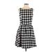 Jessica Simpson Casual Dress - A-Line Scoop Neck Sleeveless: Black Houndstooth Dresses - Women's Size 10