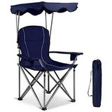 Camping Chair Folding Outdoor Lawn Chair With Canopy Carry Bag & Cup Holder Portable Heavy Duty Camp Chair For Outside Travel Picnic Beach Soccer Chairs