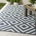 Abilene Outdoor Area Rug - Outside Porch Patio Rug Carpet - Waterproof Rug - White Blue - 5 11 X 8 10