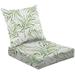 2-Piece Deep Seating Cushion Set Watercolor pattern palm tree leaves Hand painted exotic greenery Outdoor Chair Solid Rectangle Patio Cushion Set
