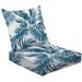 2-Piece Deep Seating Cushion Set Seamless indigo blue pattern monstera palm leaves dark Summer tropical Outdoor Chair Solid Rectangle Patio Cushion Set