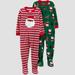 Carter s Just One You Toddler Boys Striped Santa Fleece Footed Pajama - Red 2T