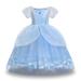 Yinguo Little Girls Halloween Cosplay Outfits For Kids Party Fancy Dress Up Long Evening Gown Blue