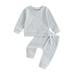 TheFound Infant Toddler Baby Girl Boy Fall Clothes Long Sleeve Sweatshirt with Elastic Waist Sweatpants Outfits