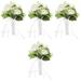 4 Pack Wedding Decorations Holding Flowers Bridal Bouquet Bouquets Bride Artificial Outdoor White Silk Cloth