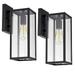 Tatayosi 1-Light Outdoor Wall Light in Matte Black Finish with Clear Glass - 7.25 x5 x13.75 Set of 2