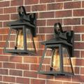 Kania Modern Black Outdoor Wall Sconce Dimmable Exterior Wall Lantern Lighting for Garage Porch Front Door Set of 2