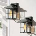 LNC 2-Pack Black Transitional Outdoor Wall Sconce/LED Exterior Wall Light/ Seeded Glass Shade/Modern Style Outdoor Lighting Ficture 4.5 L x 11 H x 6.5 W