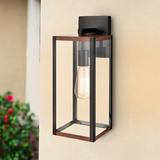 C Cattleya Farmhouse Black Outdoor Wall Lantern with Faux Wood Accent