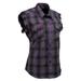 Milwaukee Leather MNG21624 Women s Flannel Black/Purple Button Down Sleeveless Cut Off Shirt w/ Frill Arm X-Small