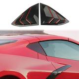 crosselec Carbon Fiber Side Window Louvers Air Vent Shades Cover Trim for Chevrolet Corvette C8 Coupe 2020-2022 (Carbon Fiber-Red Line)